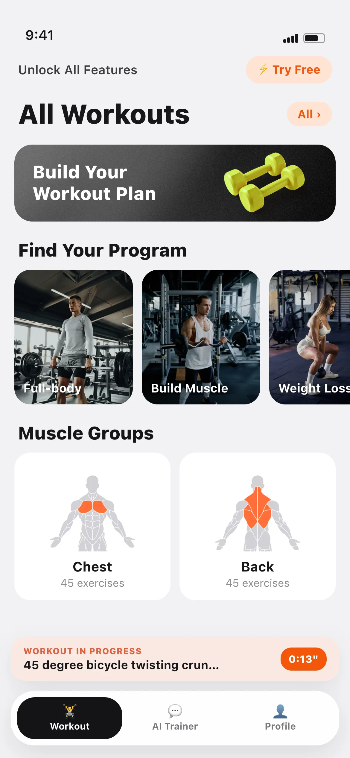 APX workout screen