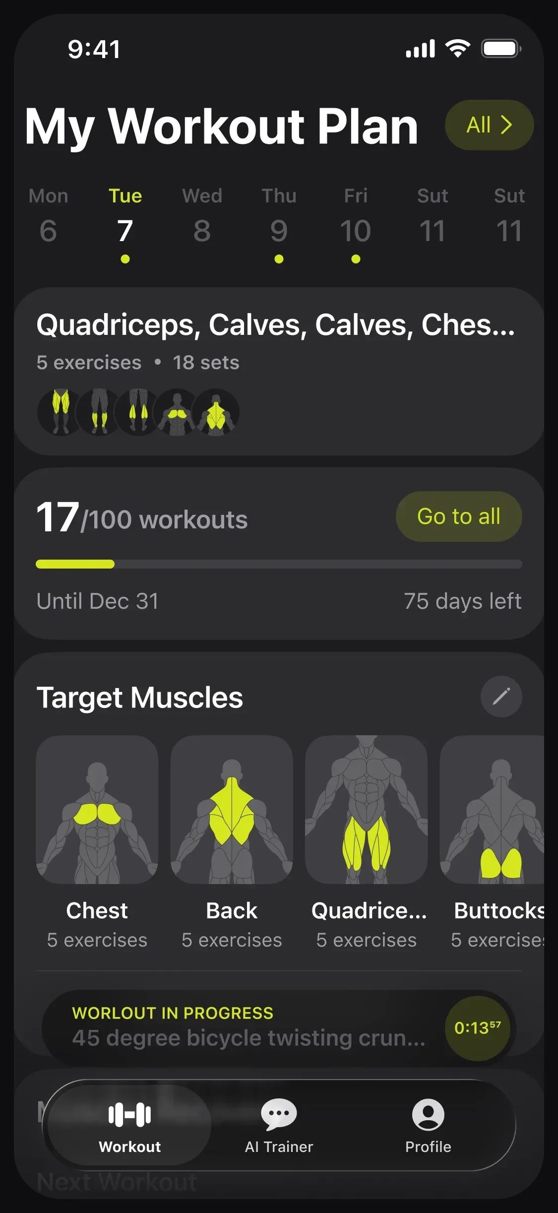 APX workout screen