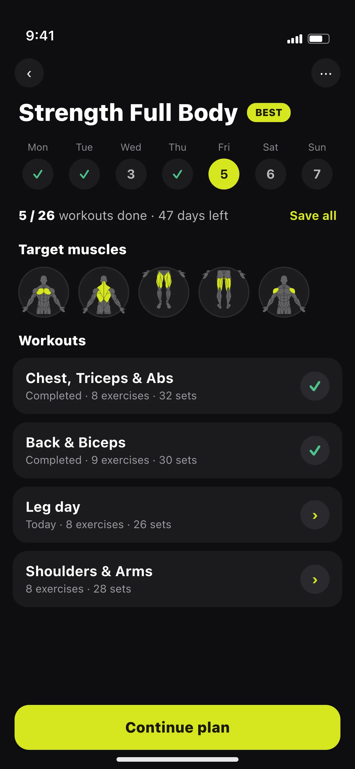 APX training plan screen